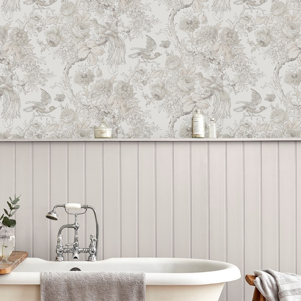 Birtle Wallpaper 117805 by Laura Ashley in Dove Grey